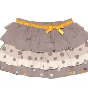 Petit Lem Girls Gray Ruffle Polka Dot Short Skirt